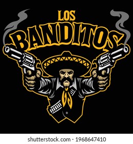 mexican man aiming two guns