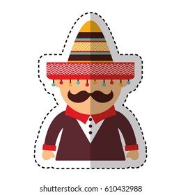 mexican man avatar character vector illustration design
