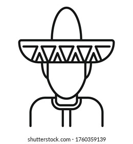 Mexican man avatar icon. Outline mexican man avatar vector icon for web design isolated on white background