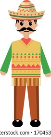 Mexican man cartoon. Mexican man art. Mexican