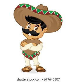 Mexican man cartoon folding hands isolated in white background