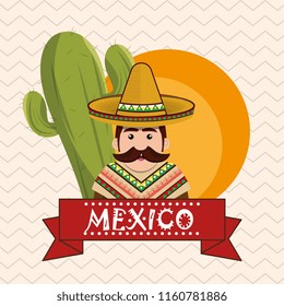 Mexican Man Character Culture Icons Stock Vector (Royalty Free ...