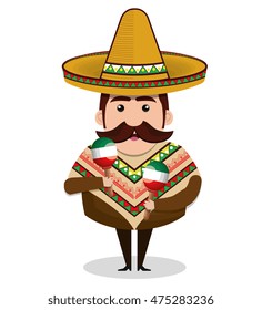 mexican man character isolated icon vector illustration design
