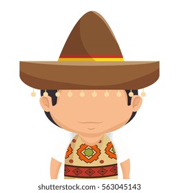 mexican man character isolated icon