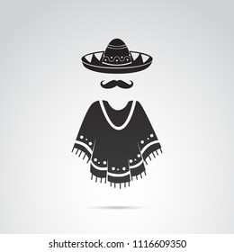 Mexican man clothing - elements. Vector art.