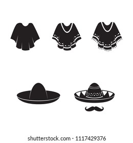 Mexican man clothing - elements. Vector art.