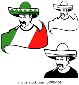 Mexican man - colored illustration, vector