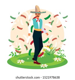 Mexican man design, Mexico culture tourism landmark latin and party theme Vector illustration
