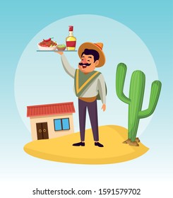 Mexican man design, Mexico culture tourism landmark latin and party theme Vector illustration