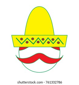 mexican man face with hat and mustache portrait