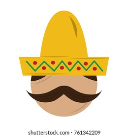 mexican man face with hat and mustache portrait