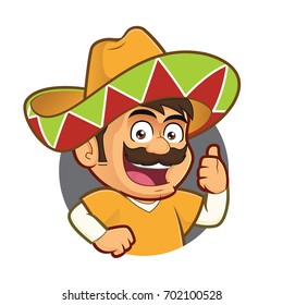 Mexican man giving thumbs up in round frame