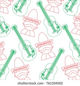 mexican man and guitar tradition seamless pattern image