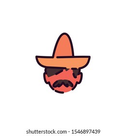 Mexican man with hat design, Mexico culture tourism landmark latin and party theme Vector illustration