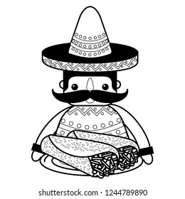 mexican man with hat and food