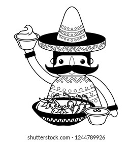 mexican man with hat and food