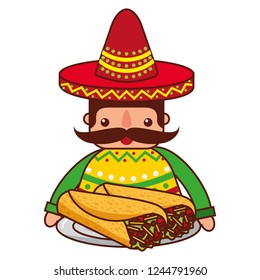 mexican man with hat and food