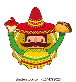 mexican man with hat and food