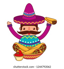 mexican man with hat and food