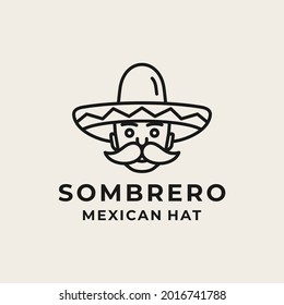 Mexican man with Hat Sombrero, Mexican food, Mexican cuisine restaurant Vintage Label Logo Design