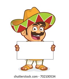 Mexican man holding a blank sign