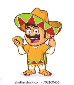 Mexican Man Holding A Taco