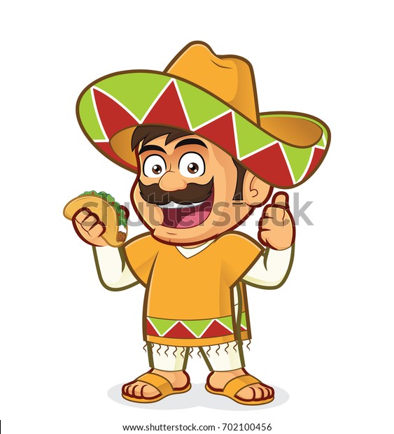 Mexican Man Holding Taco Stock Vector (Royalty Free) 702100456