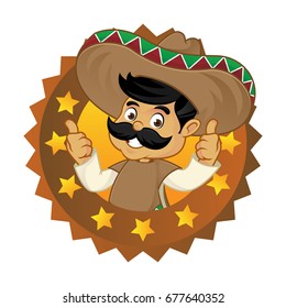 Mexican man inside top brand logo