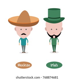 Mexican man and Irish man figure avatars
