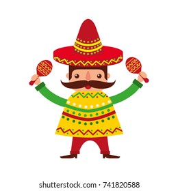 mexican man with maracas and traditional costume