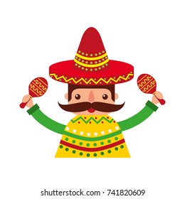 mexican man with maracas and traditional costume