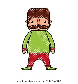mexican man with mustache cartoon standing character