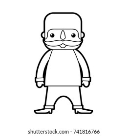 mexican man with mustache cartoon standing character