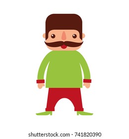 mexican man with mustache cartoon standing character