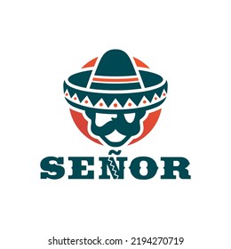 Hombre mexicano con bigote con logo de Sombrero Sombrero
