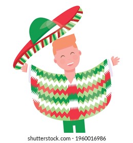 Mexican man with a poncho - Vector illustration