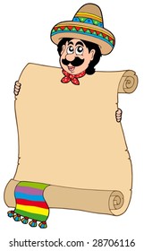 Mexican man with scroll - vector illustration.