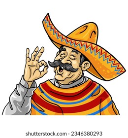 Mexican Man in Sombrero Mascot Character Design Logo. Cartoon Vector Illustration