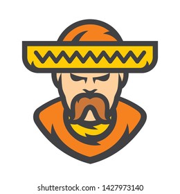 Mexican man in sombrero Vector Cartoon illustration