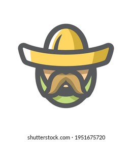 Mexican man in sombrero Vector Cartoon illustration