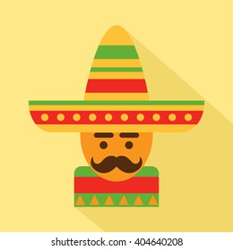 Mexican man in sombrero, vector design element