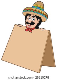 Mexican man with table - vector illustration.