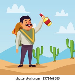 Mexican man with tequila bottle