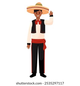 Homem mexicano na tradicional onda charro roupa, Vetor