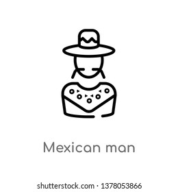 mexican man vector line icon. Simple element illustration. mexican man outline icon from social concept. Can be used for web and mobile