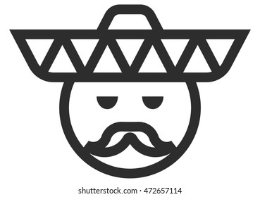 Mexican man wearing sombrero vector illustration isolated