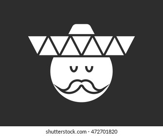Mexican man wearing sombrero vector illustration isolated