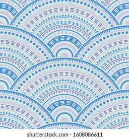 Mexican mandala circles carpet design vector seamless pattern. Oriental motifs doodle repeating illustration. Native indian ethnic mandala shapes seamless geometric motifs pattern.