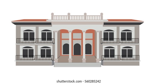 Mexican Mansion with Columns