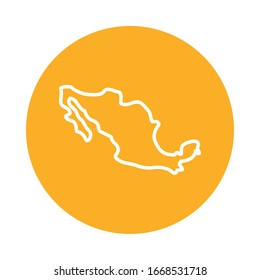 Mexican map block style icon design, Mexico culture tourism landmark latin and party theme Vector illustration